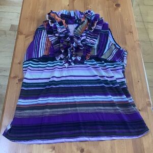 Striped/ruffle blouse